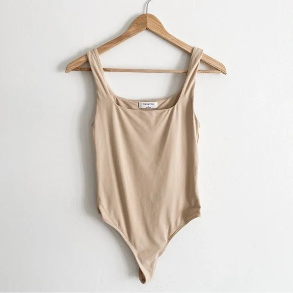 Aritzia Babaton Contour Squareneck Bodysuit, Soft Tan, Size Small - Picture 2 of 11